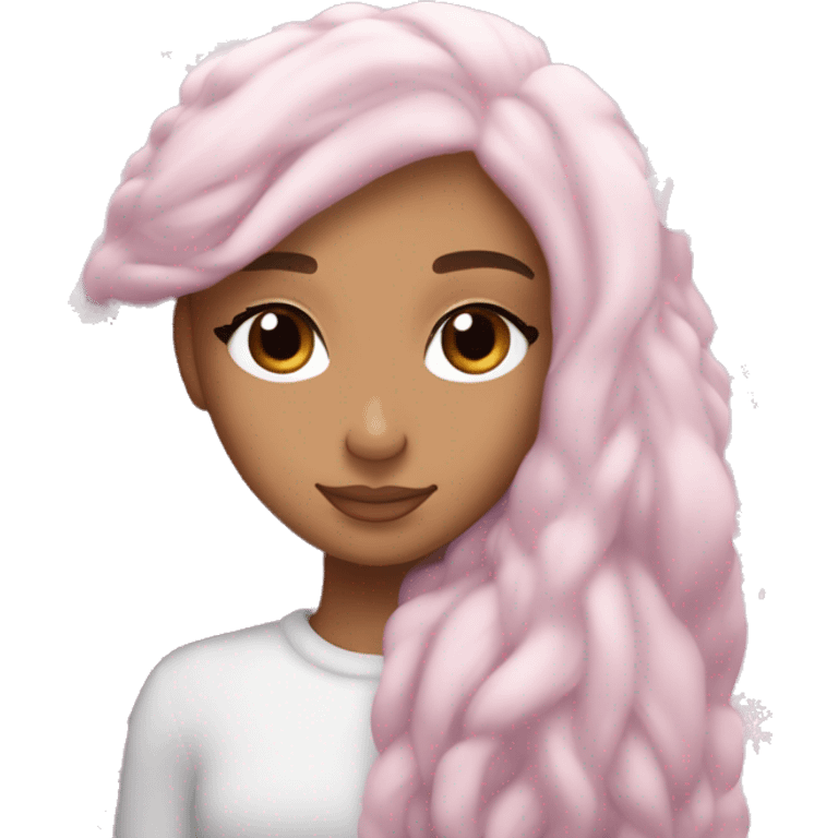 Ariana Grande sleeping light pink hair holding a snowflake emoji