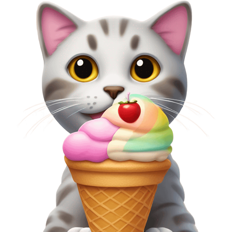 Cat with ice cream emoji