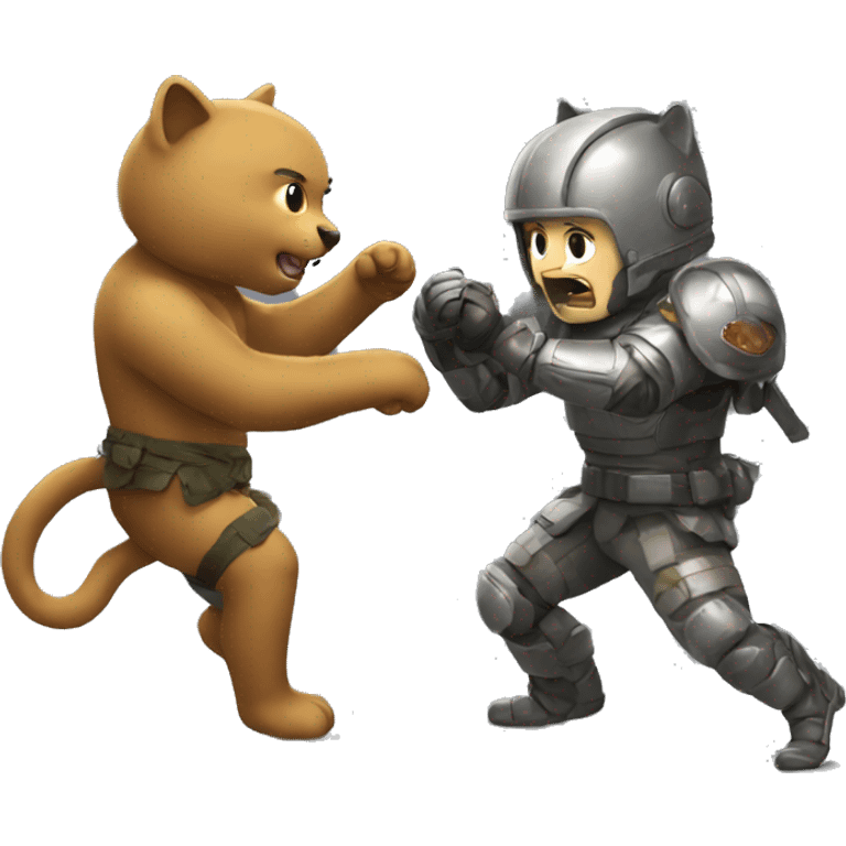 Combat entre ours et chat emoji