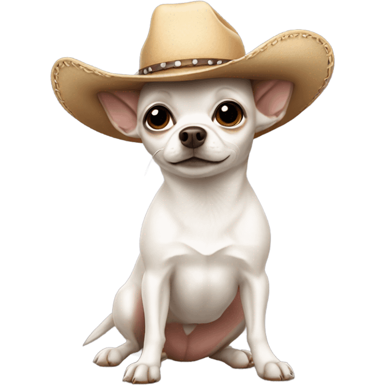 White chihuahua wearing a cowboy hat  emoji