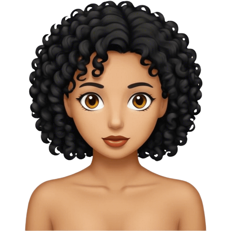 Mujer Trigueña con  pelo rizado negro  emoji