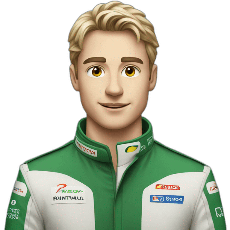 Smart young man in formula one car emoji