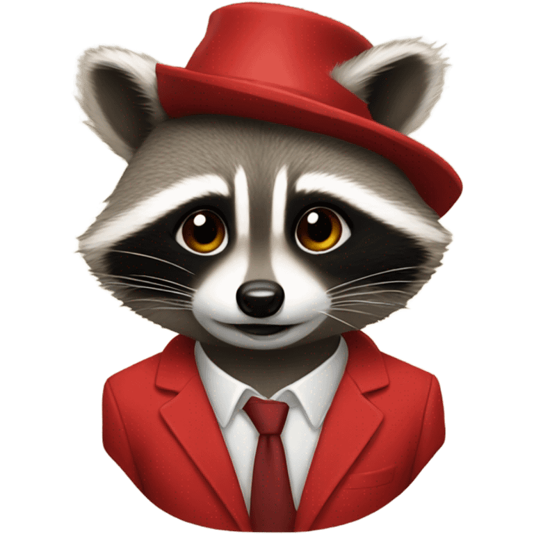 Raccoon wearing a red suit emoji