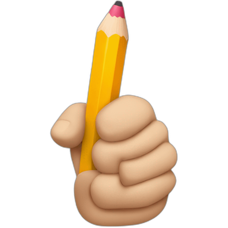 hand holding a big pencil in fist emoji