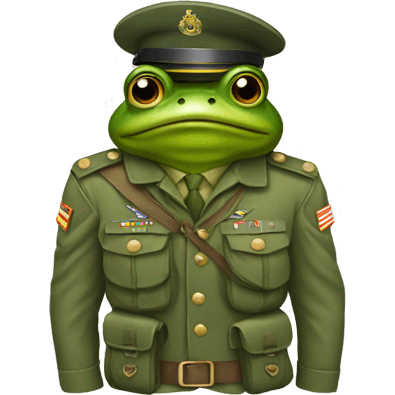 Frog wearing army clothes emoji