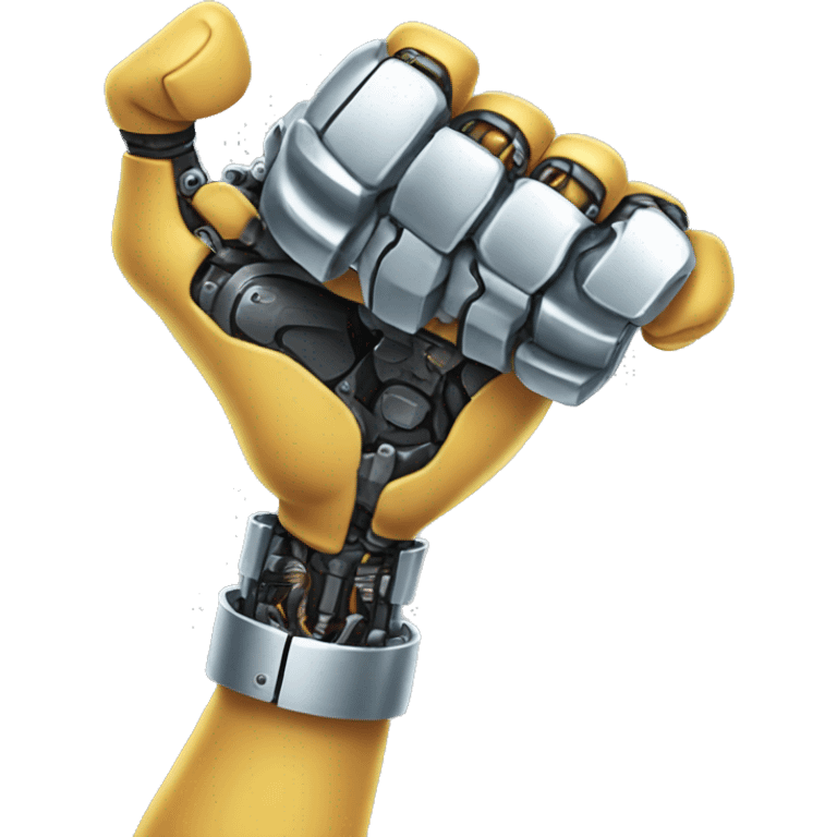 Flexing emoji arm with robot hand emoji