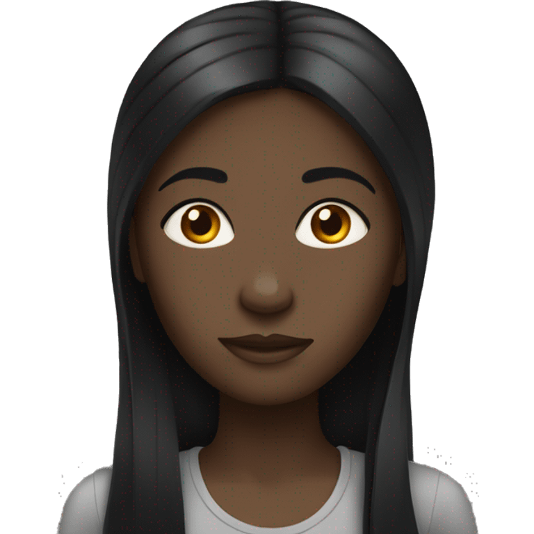 dark-skinned girl with long straight black hair emoji