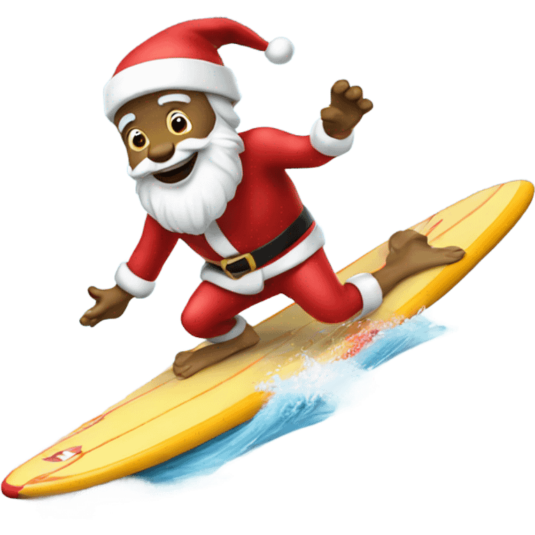 Santa surfing on surfboard  emoji