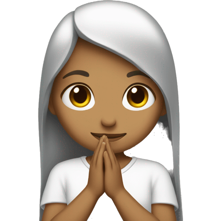 Girl christian with catholic cross praying emoji