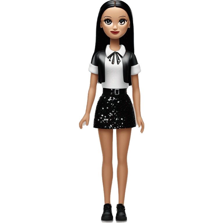  glitter Wednesday Addams.Beach beauty Barbie.full height 1girl emoji