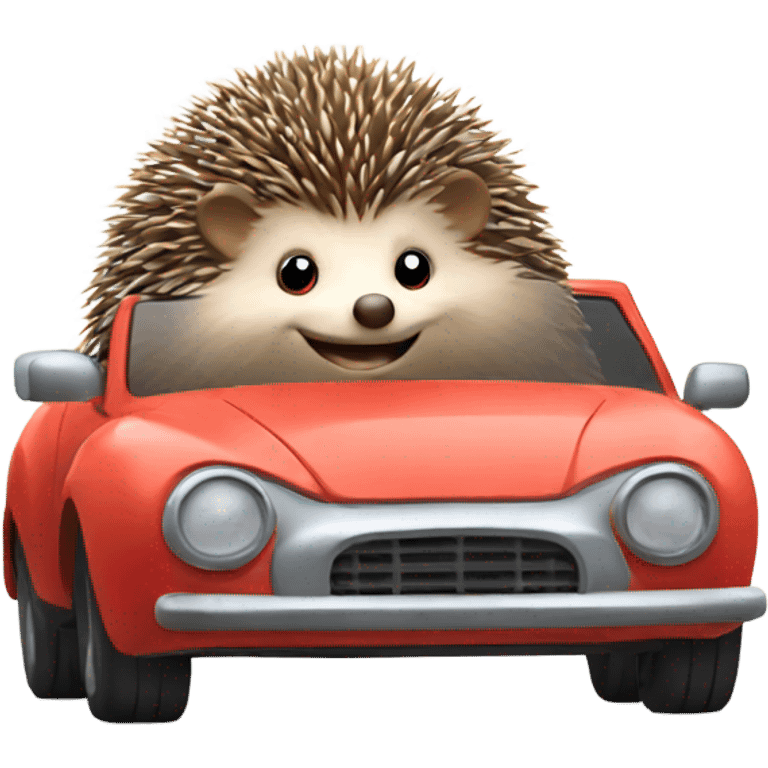 Hedgehog driving a car emoji