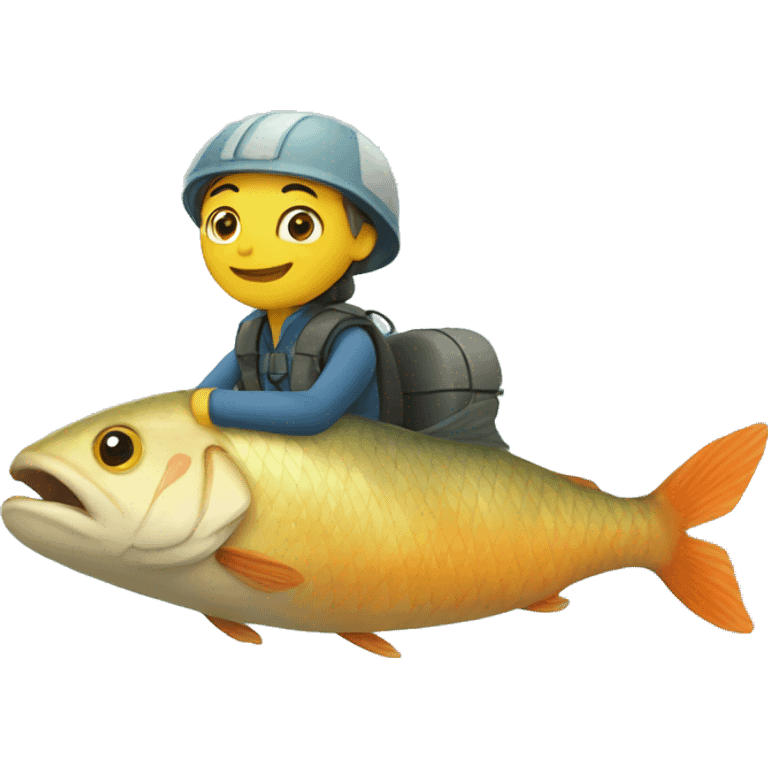 Fish ride by cat emoji