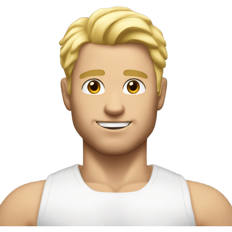 Gorgeous white man with blonde hair and a muscular physique  emoji