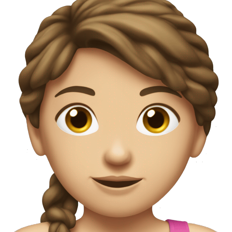 Fit Caucasian Woman stomach muscles, brunette emoji