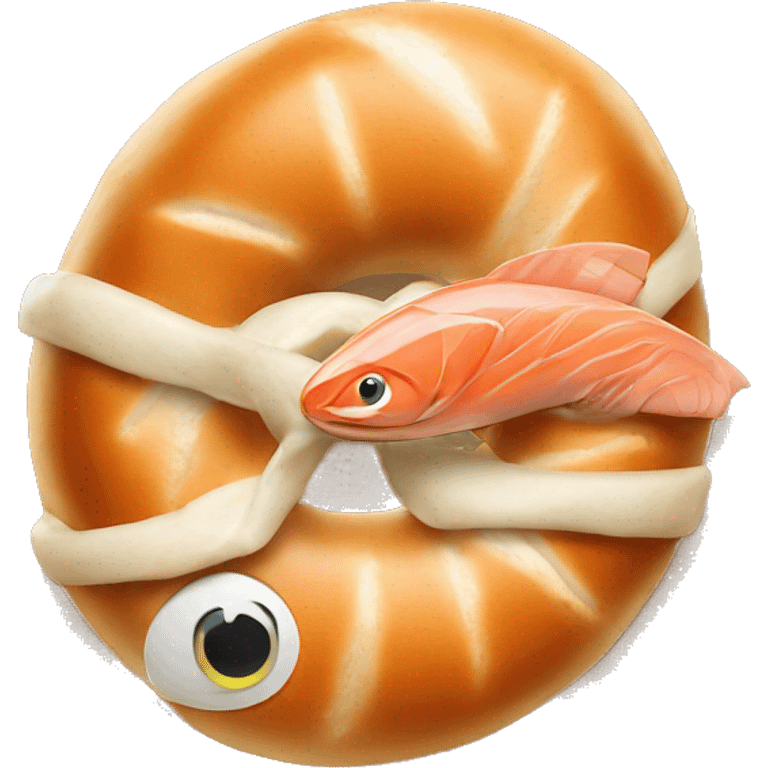 bagel holding a salmon emoji