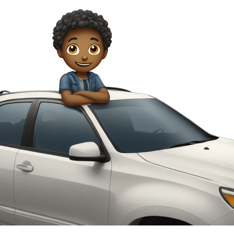 Kid standing on car roof emoji