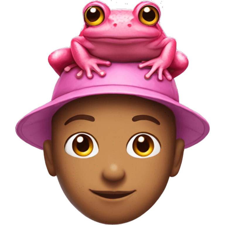 pink frog with boy on its head emoji