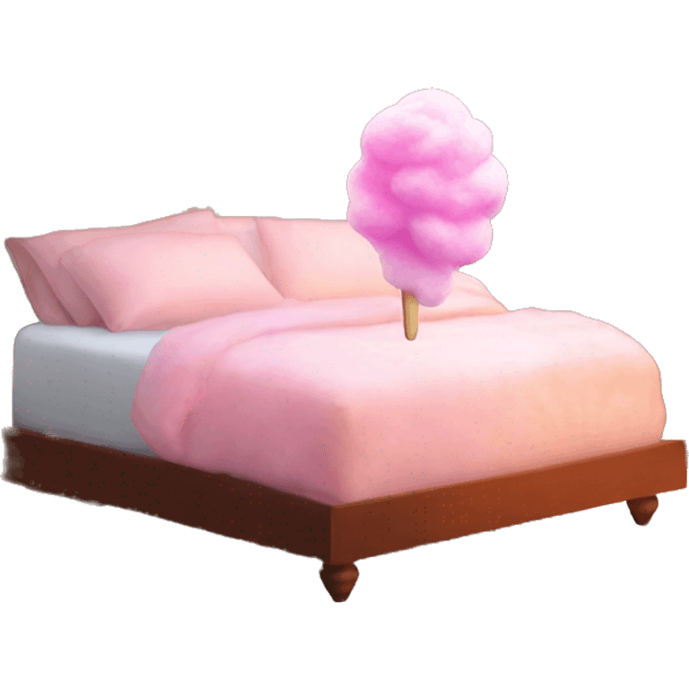 cotton candy bed next to fireplace emoji