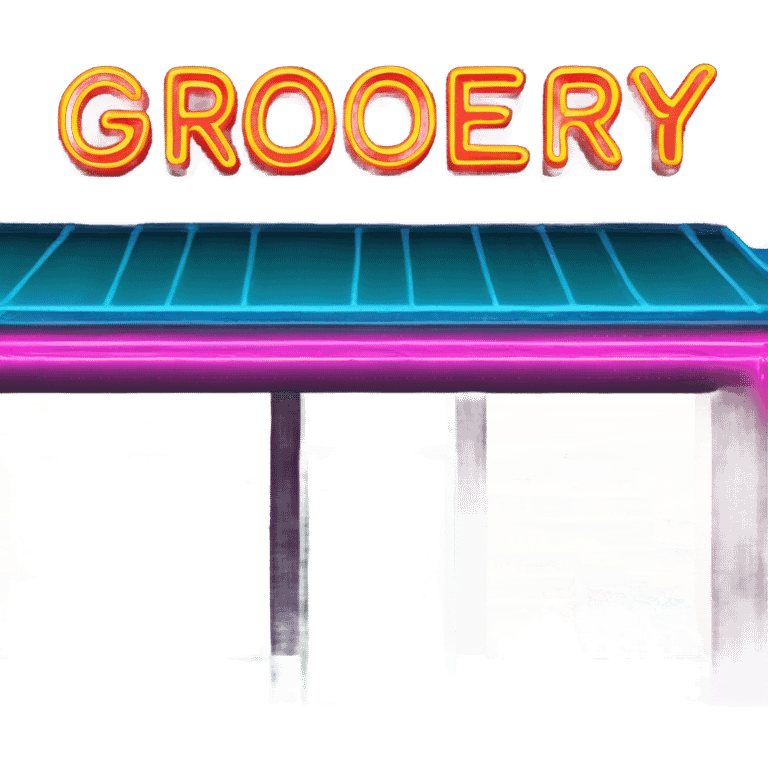 Neon grocery shop sign emoji