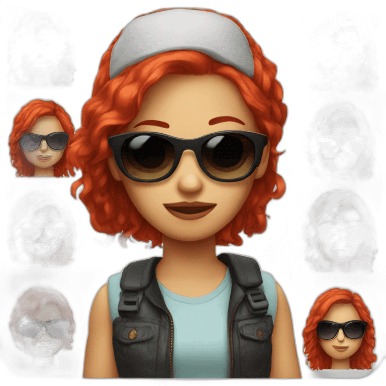 Girl red hair with sunglasses emoji