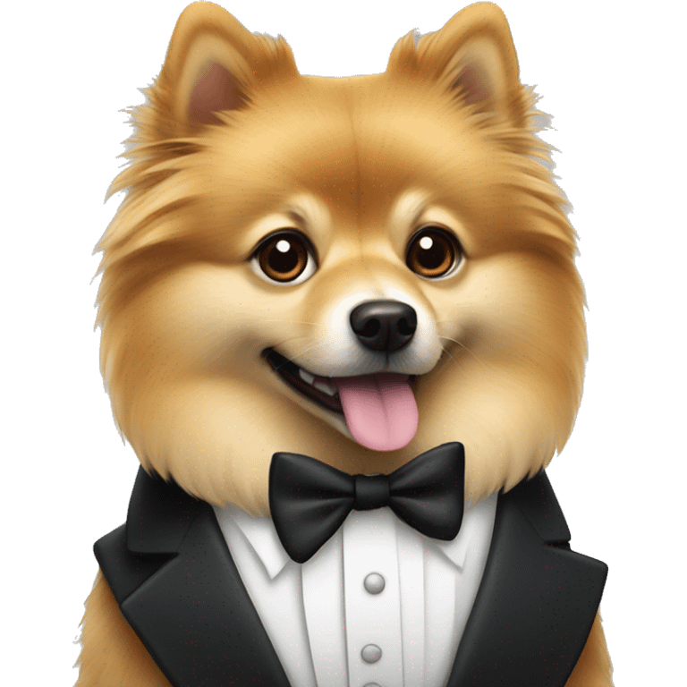 German spitz wearing a tuxedo emoji