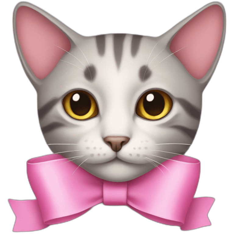 Cat with pink ribbon in ears emoji