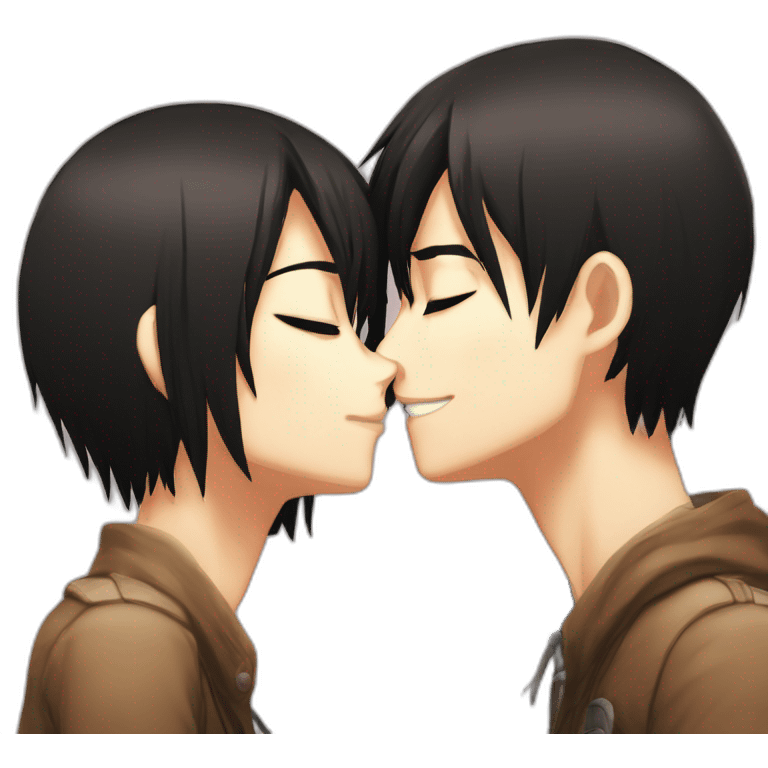 Mikasa Ackerman kissing Eren Yeager emoji