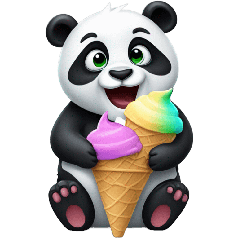 Panda eating ice cream emoji