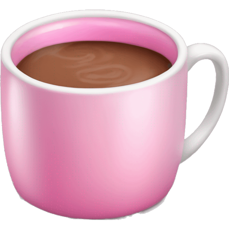 Realistic isolated gradient light pink hot chocolate mug. emoji