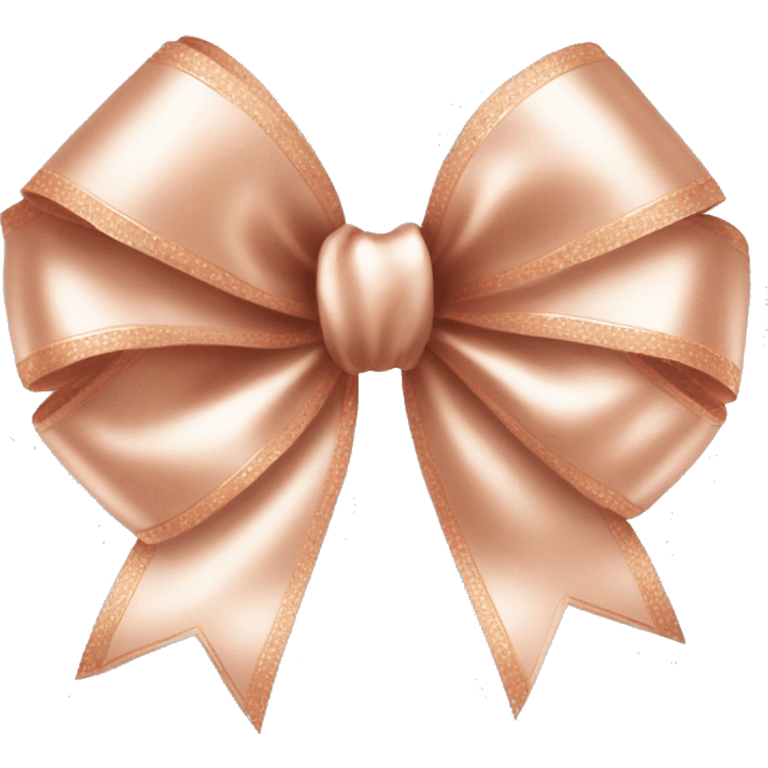 Realistic isolated rose gold ribbon bow with edges of the bow lined with white fur. emoji