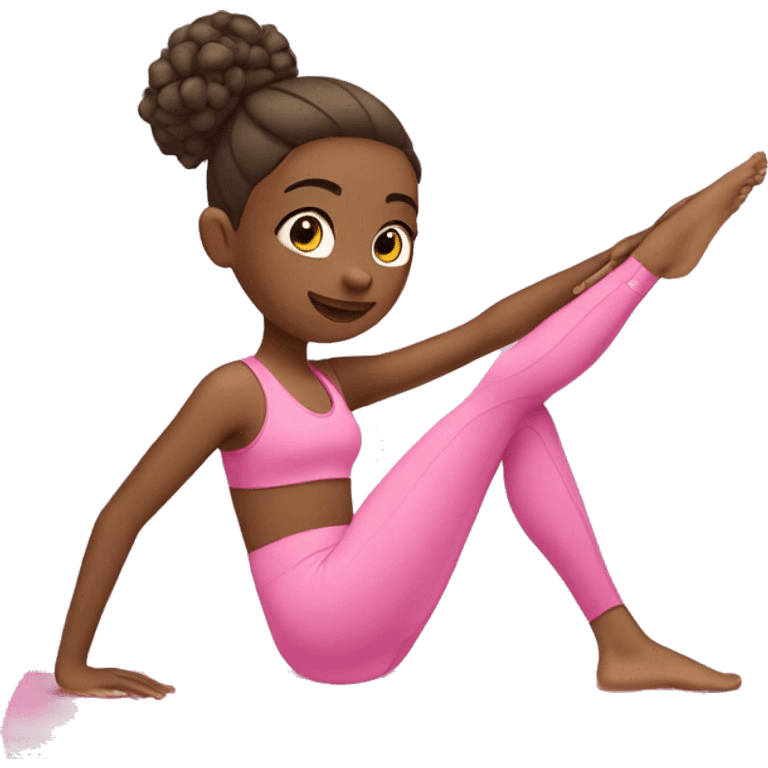 Girl in pink sport clothes doing Pilates  emoji