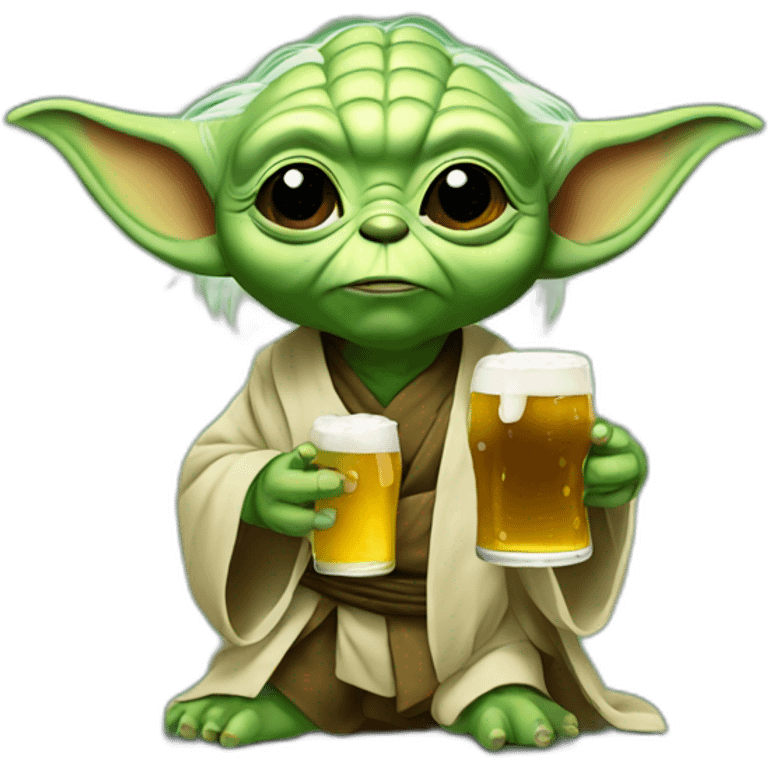 Yoda with a beer emoji