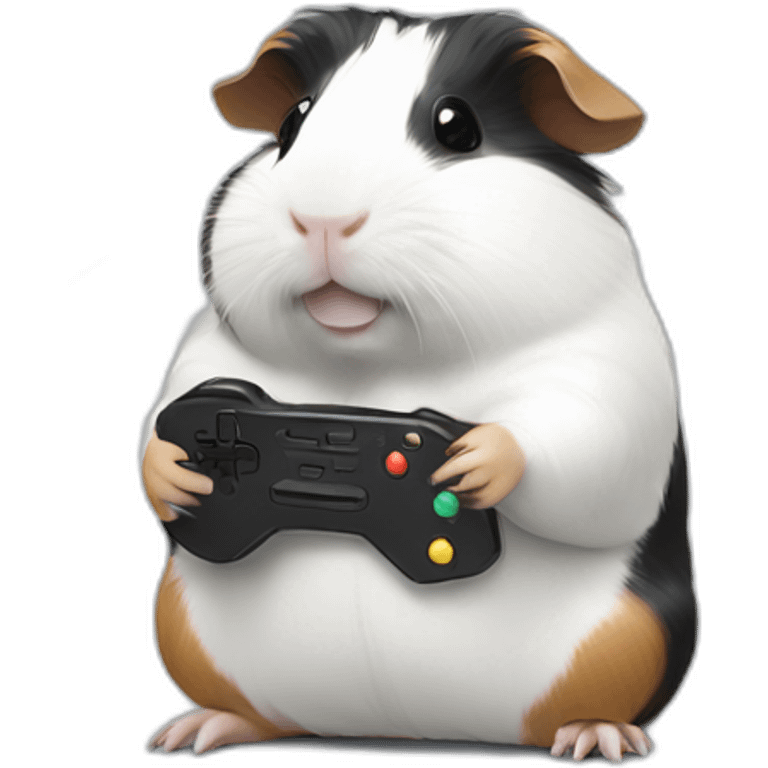 Guinea pig black and white playing videogames emoji