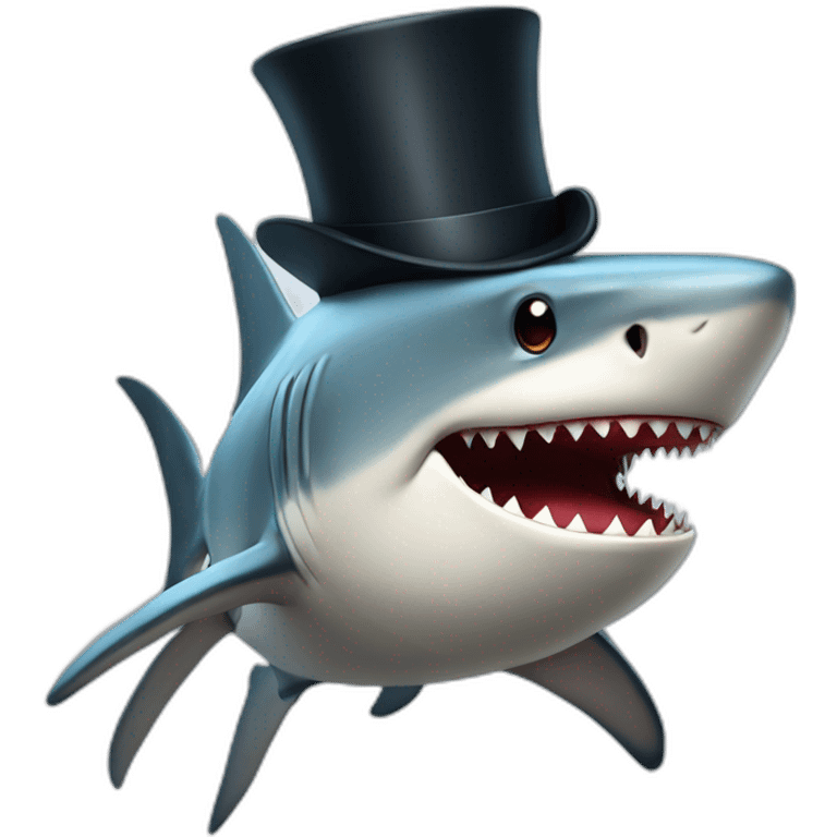 Shark with a top hat emoji