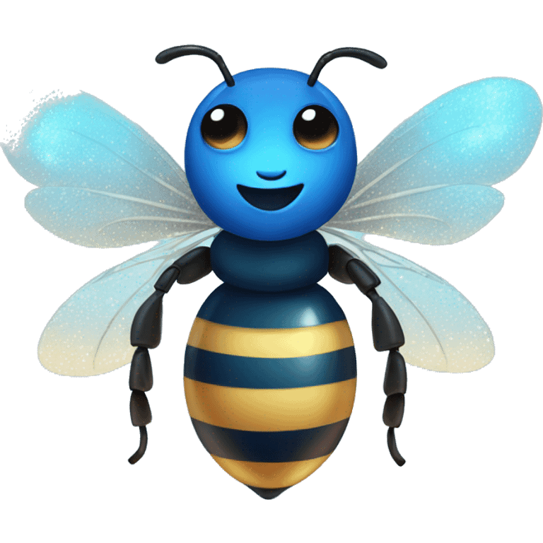 Blue bee with sparkles emoji