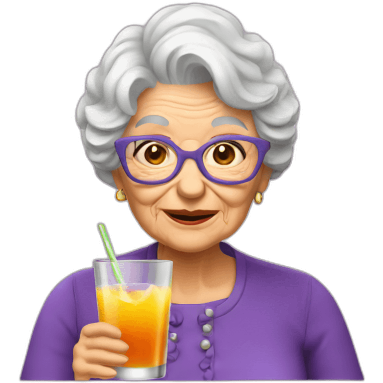 granny drink many coctail emoji