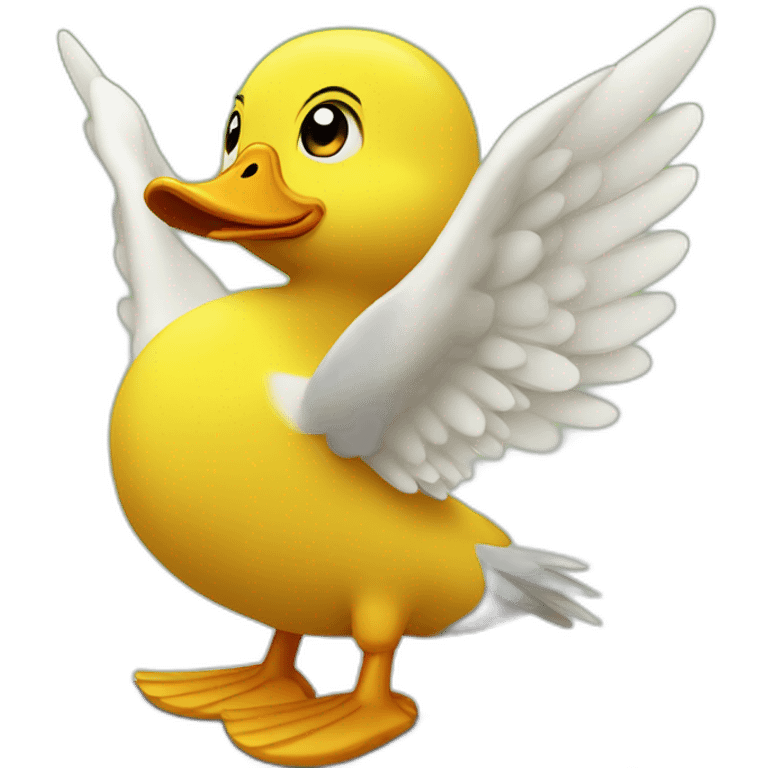 yellow duck with wings looking to the right emoji