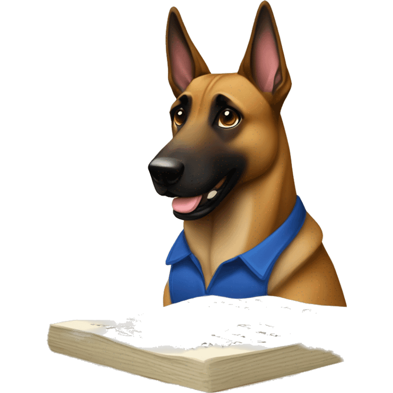 malinois qui prends des notes  emoji