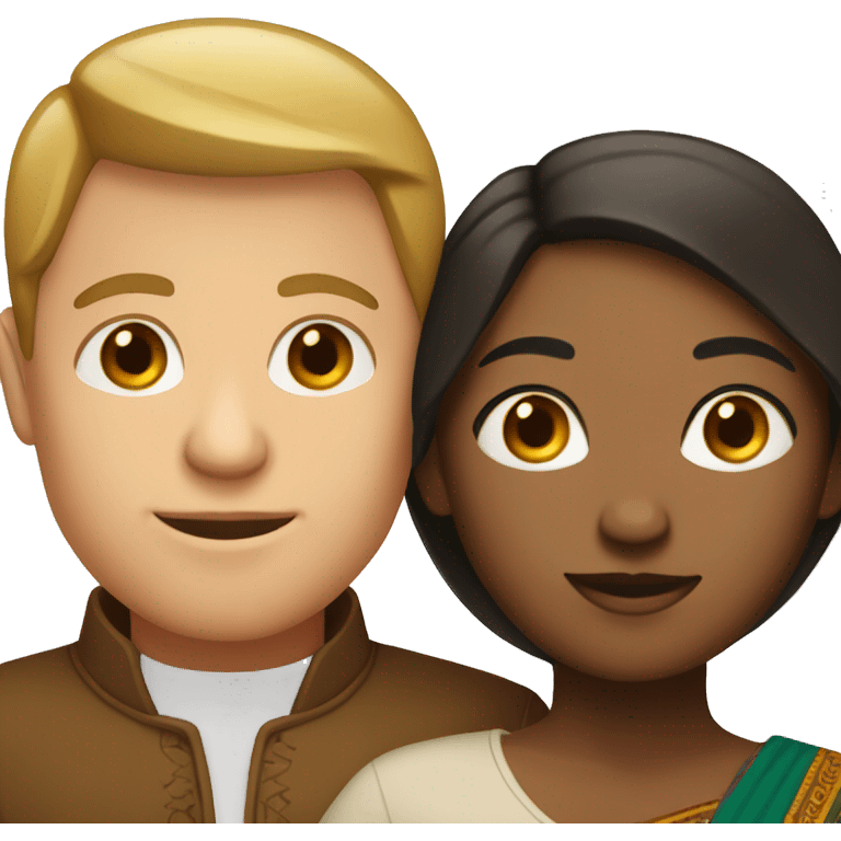 Indian woman and white man as a couple emoji