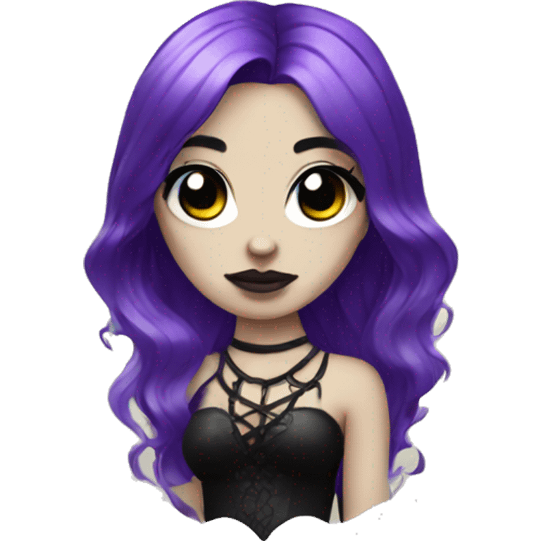 Goth mermaid with black and purple hair emoji