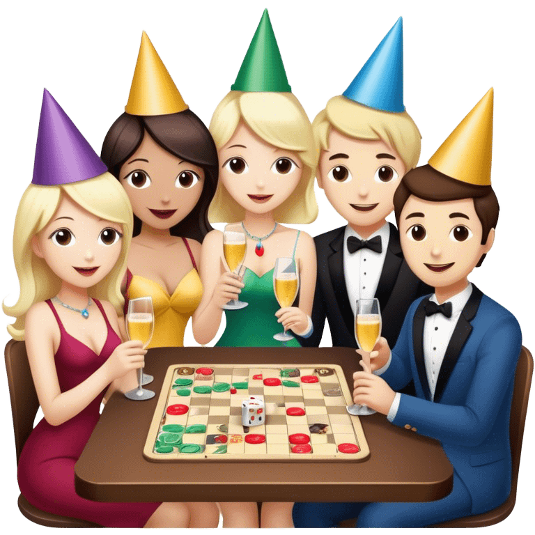 4 people playing board games  2women and 2 men emoji