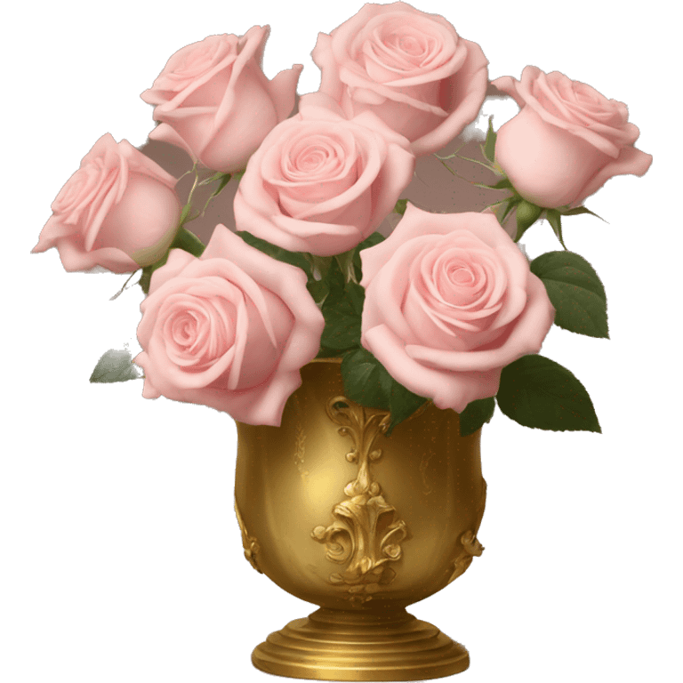 Pale Pink roses in gold roccoco vase emoji