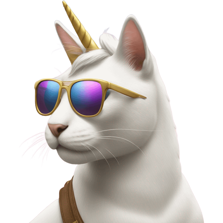 Cat wearing sunglasses riding a unicorn  emoji