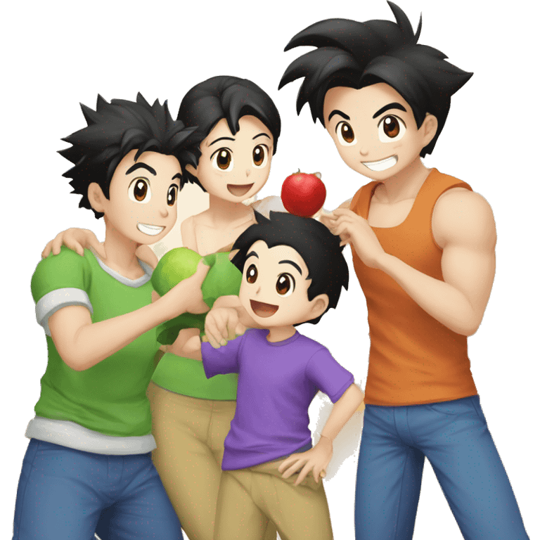 son gohan, picollo, videl and pan a happy family emoji