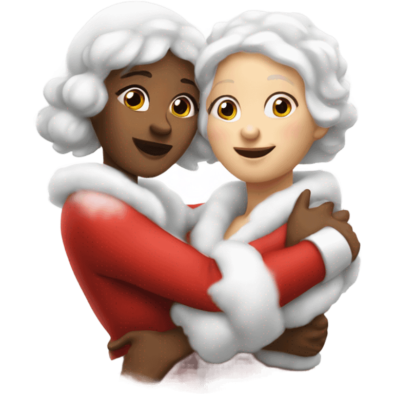 two white mrs claus hugging emoji