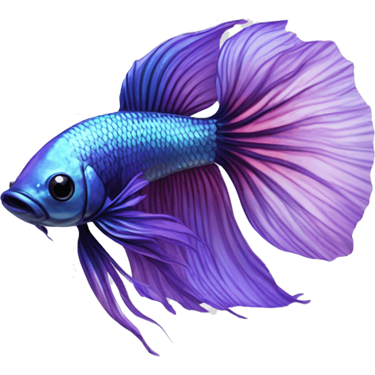 iridescent long fin betta fish blue and purple facing left realistic emoji