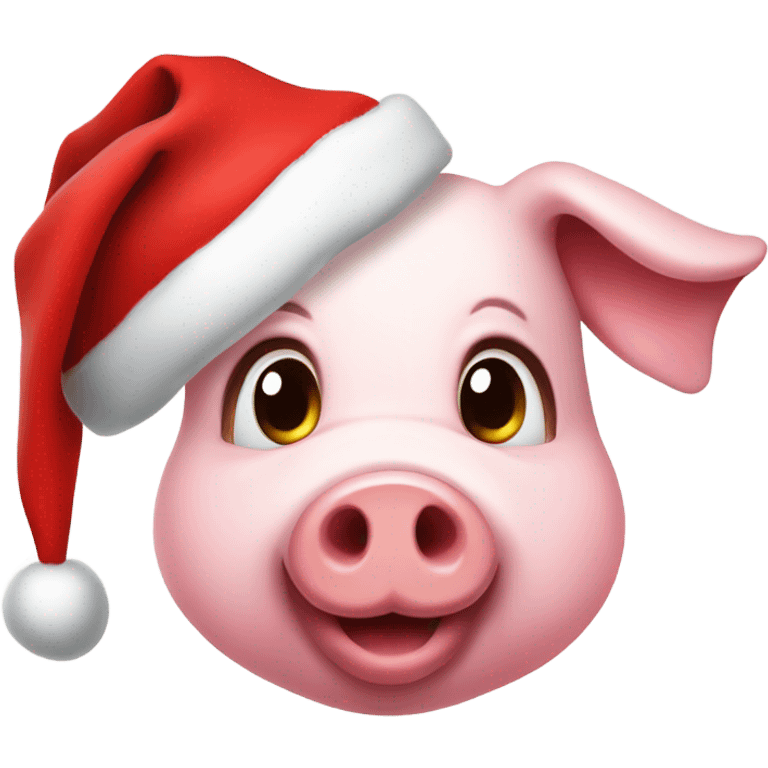 Cute pig with a Santa hat emoji