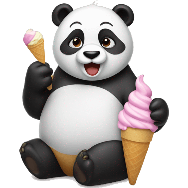 Panda eating ice cream emoji