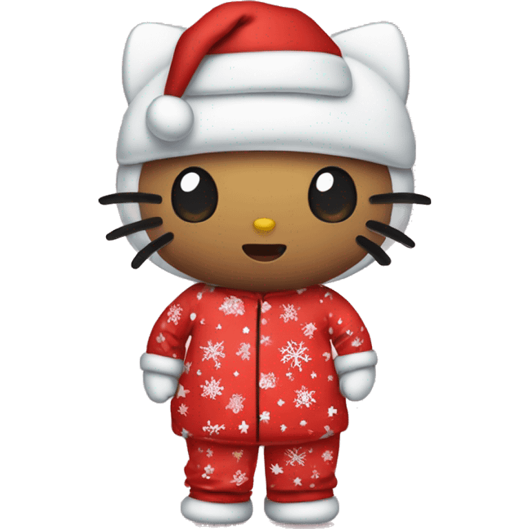 hello kitty in christmas pjs emoji