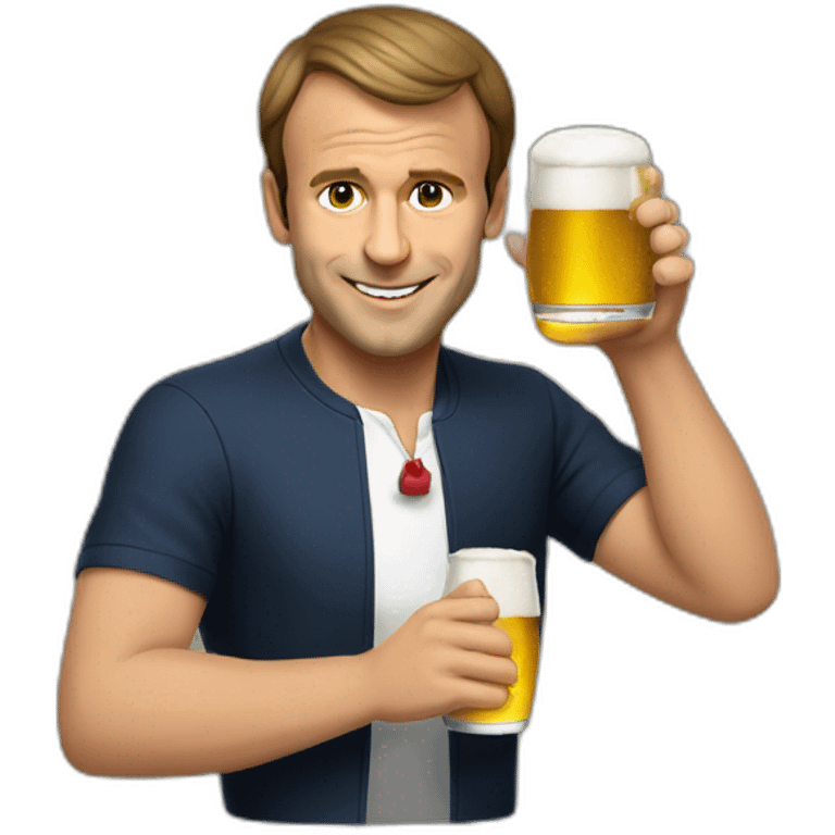 macron avec une bière emoji